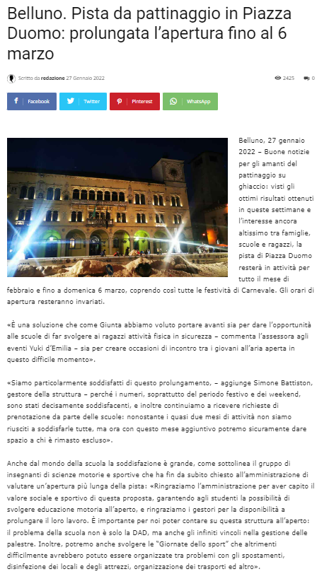 Pista di pattinaggio in Piazza Duomo